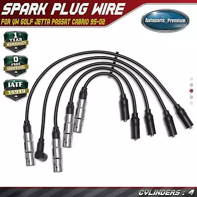5pcs Spark Plug Wire Sets For Volkswagen Golf Jetta Passat Cabrio 1995-2002 2.0L • $42.99