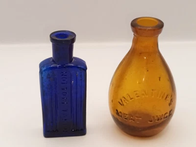 £25 • Buy Antique Vintage Glass Blue Medicine Chemist Poison Bottle Valentines Meat Juice
