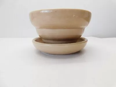 Vintage McCoy Tan Ringed Saucer Planter Flower Pot MCM American Pottery • $19.95