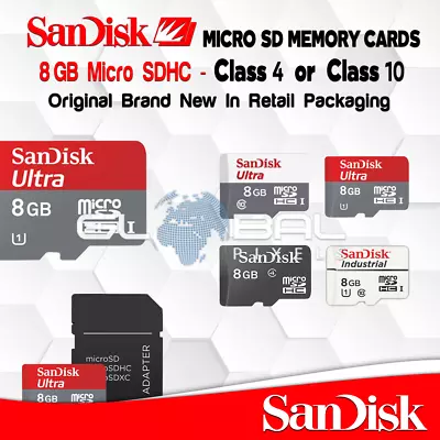 SanDisk Micro SD Card 8GB Memory Class 4 Or 10 Old Phone Camera General Use • $18.99