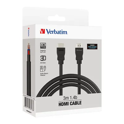 Verbatim HDMI 4K Full HD 1.4b Display TV/Console High Speed Cable 3m - Black • $19