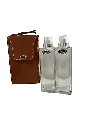 Vintage Faux Leather Bar Case Travel Set Decanters Bourbon / Scotch • $24.99