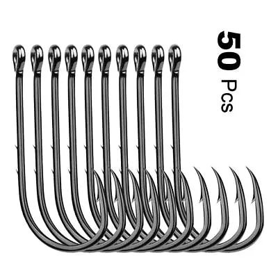 50pcs Lots Fishing Hook 6#-6/0# Fish Hook Jig Big High Carbon Steel Hooks • $6.17