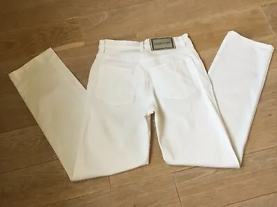 Ladies Cerruti 1881 Club White Cotton Denim High Waist Jeans Trousers Size 8 28 • £19.99