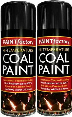 Paint Factory Ceramic Coal Spray Paint High Temperature Black 400ml 2 Pack • £9.79