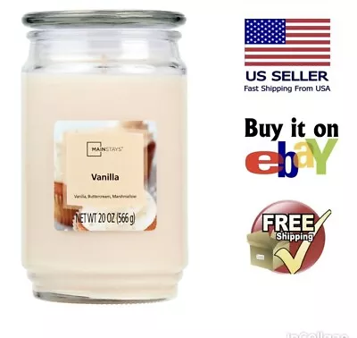 Mainstays Vanilla Scented Single-Wick Large  Glass Jar Candle 20 Oz. Relaxing • $10.99