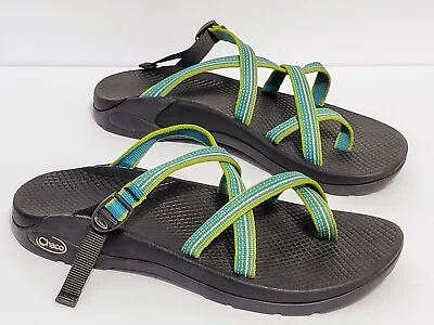 CHACO Slip On Zong Sandal Women's Size 8 Green Blue Water Shoes VIBRAM Sole • $29.99