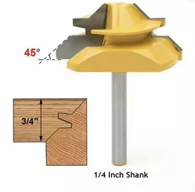 Meihejia 1/4 Inch Shank 45 Degree Lock Miter Router Bit 3/4 Inch Stock Joint Rou • $14.99