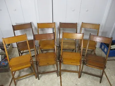 Vintage SNYDER OAK  Wood Church/Hall Folding Chairs (SOLD In SET Of 2 ONLY) • $129.99