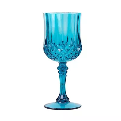 6 Plastic 8 Oz Crystal Cut Goblets Wine Glasses Party Events Home Decorations • $17.63