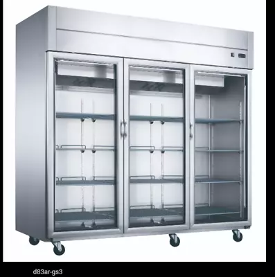 New Dukers D83AR-GS3 Top Mount Glass 3-Door Commercial Reach-in Refrigerator • $4830