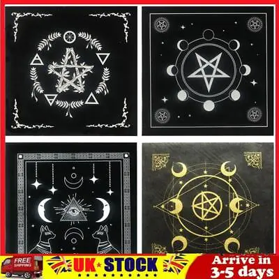 Tarot Card Tablecloth Pentagram Divination Altar Cloth 49x49cm For Solitaire • £4.59