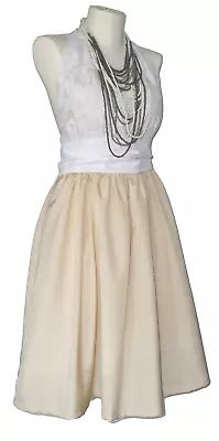 12 - 50's Style Halter Neck Dress Full Skirt Wide Belt Bonus Necklace • $39.90