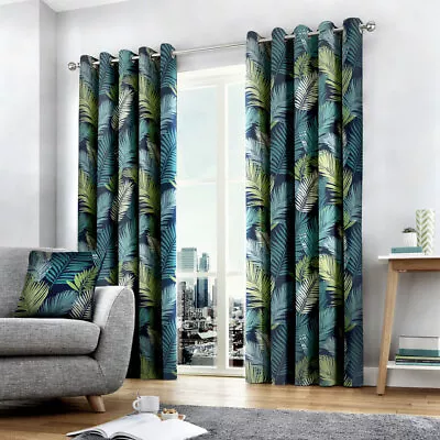 Multicolour Tropical Palm Leaf Botanical Reversible Bedding Curtains Matching • £58.99