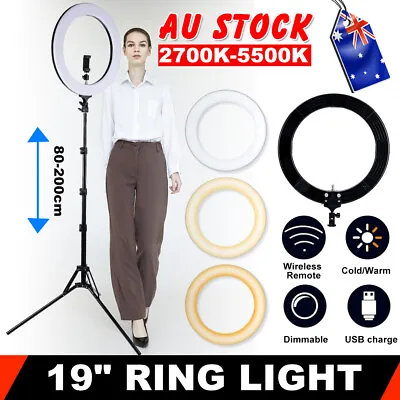 $76.85 • Buy Dimmable Lighting 19  LED Ring Light Phone Selfie Tripod Stand Kit Circle Lamp