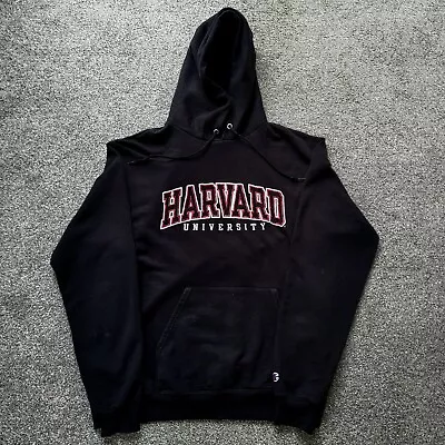 Champion Harvard University Black Pullover Hoodie Fully Embroidered Mens Size M • £19.99