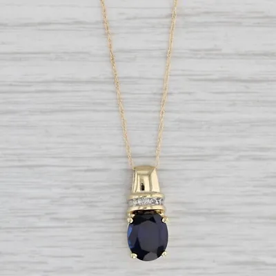 3.28ctw Lab Created Sapphire Diamond Pendant Necklace 10k Yellow Gold 18.75  • $149.99