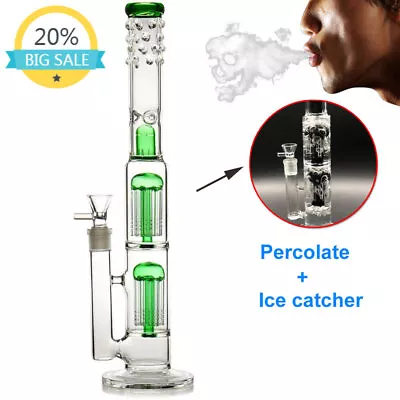 $34.99 • Buy 16'' Heavy Glass Bong Dome Percolate Water Smoking Pipe W/Ice Catcher Hookahs