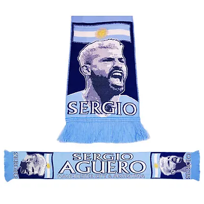 Sergio Aguero 10 HD Scarf City & Argentina Fanmade Souvenir From Manchester • £5.95