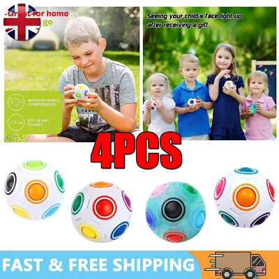 4PCS Magic Rainbow Fidget Ball Toy Speed Cube Brain Teaser Stress Relief Toys UK • £9.90