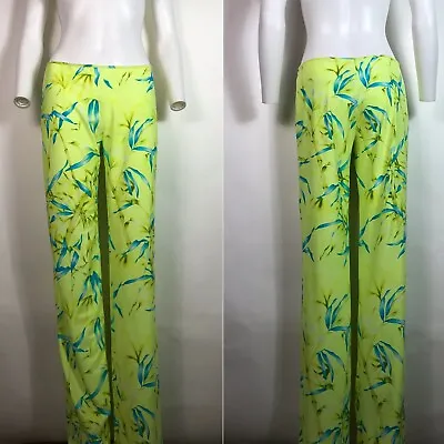 Rare Vtg Gianni Versace SS2000 Green Nylon Jungle Palm Print Pants L • $398