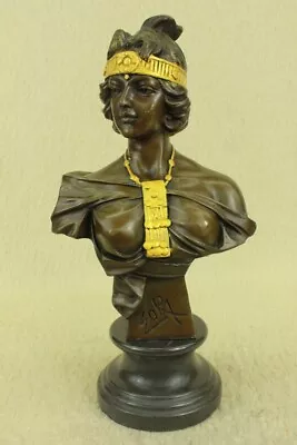 Zora Bronze Female Bust Statue Sculpture Art Deco By Emmanuel Villanis On Marble • $199.50