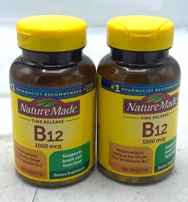 Nature Made Vitamin B12 1000mcg Dietary Supplement 160 Tablets 01/2025^ Lot Of 2 • $24.99