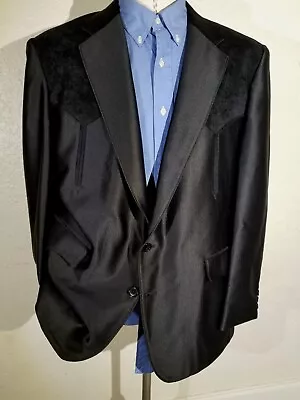 Circle S Western Swedish Knit Tulsa Yoke Boise Jacket Blazer Coat 46R Poly Suede • $157.45