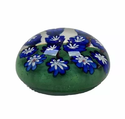 Murano Ferro & Lazzarini Art Glass Paperweight With Flowers • $30