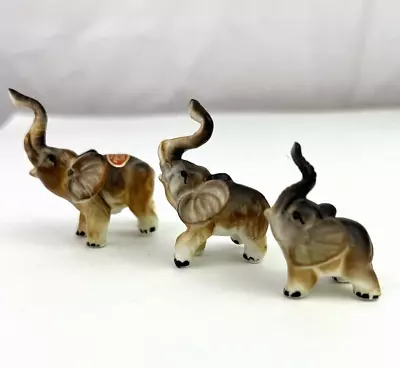 Vintage Bone China Miniature Elephant Figurines Set Of 3 • $14.95