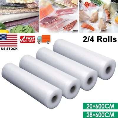 $10.99 • Buy 2/4 Rolls Food Vacuum Sealer Bags 8 X20' & 11 X20' Vaccum Saver Storage BAP Free