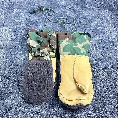 Vintage US Army Military Extreme Cold Weather Mitten With Liners Wool Leather • $14