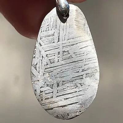 100% Natural Aletai Meteorite Perfect Ovate Etched Pendant Cut Section 18.4 Gram • $19.99