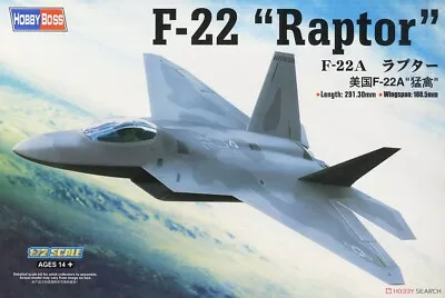 Hobby Boss F-22A Raptor Model Kit  • $29.99