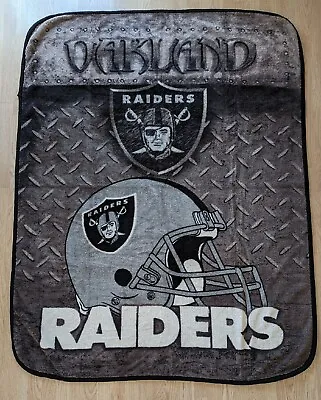 Vintage Oakland Raiders NFL Fleece Throw Blanket 60 X 75 Las Vegas Raiders  • $29.95