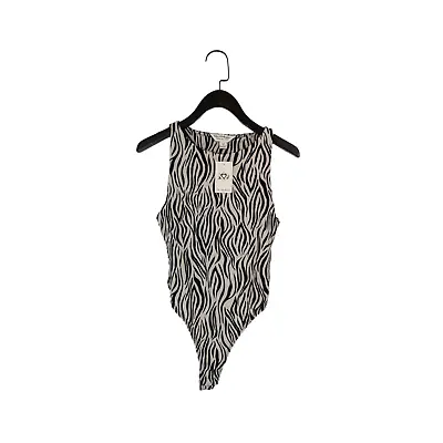 Miss Selfridge Beige Black Animal Tiger Print Sleeveless Bodysuit - Size 6 - NEW • £3