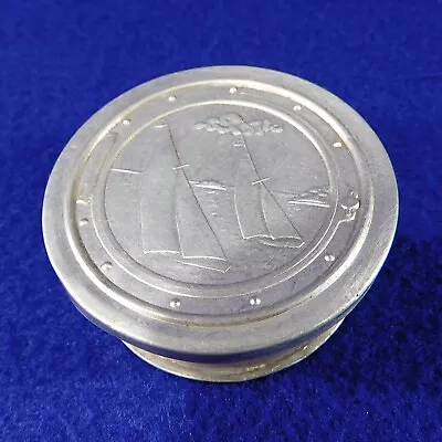 Vintage Aluminum Collapsible Drinking Cup Nautical Sailboats On Lid • $9.50