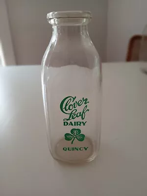 Vintage Milk Bottle Clover Leaf Dairy Of Quincy Mass • $39