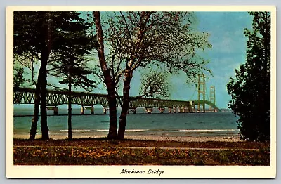 Mackinaw City MI-Michigan Mackinac Bridge Vintage Postcard • $4.89