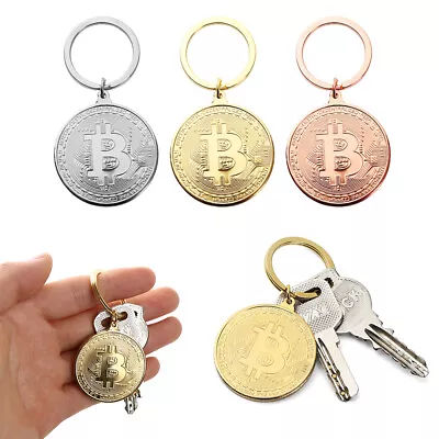 Copper Plated Friends Gifts Collectors Bitcoin Key Chain Key Ring Commemorative • $7.18