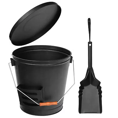 5.15 Gallon Ash Bucket With Lid And Shovel For Fireplaces Fire Pits Stoves Metal • $35.58