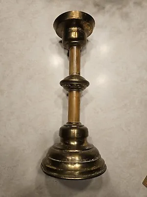 Candle Holder Church Chapel Altar Monastery Brass Gothic 12 Inch Antique • $49.99