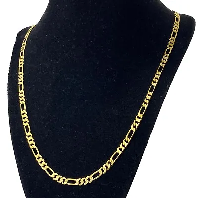 Mens 14k Gold Plated Figaro Chain Hip Hop Necklace 24  Inch Long X 5 MM Thick • $11.95