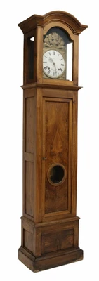 $1495 • Buy Antique Clock, Grandfather, Longcase, French Morbier Walnut, Piliard, 1800's!!
