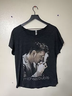 Michael Buble T Shirt Womens Large Gray Y2K Painter Vtg Merch Adult Next Level L • £17.35