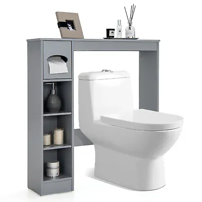 Over-The-Toilet Bathroom Storage Cabinet Washing Machine Rack W/ Paper Holder • £36.95