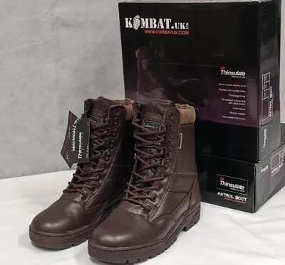 Kombat Army Cadet Brown Leather Military Combat Patrol Boots - Security Tactical • £39.95
