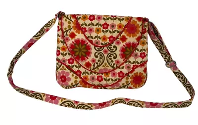 Vera Bradley Crossbody Folkloric Ret Pattern Magnetic Close Orang Pink Daisies • $15