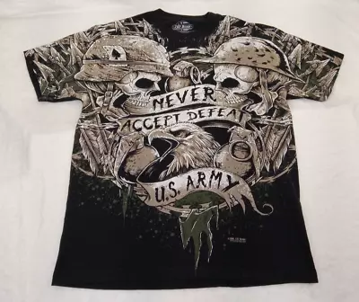 7.62 Design US Army Never Accept Defeat Short Sleeve Men's Skull Shirt Medium • $12.95