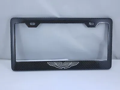 Aston Martin Silver Logo Carbon Fiber License Plate Frame 2x2 Gloss • $49.99